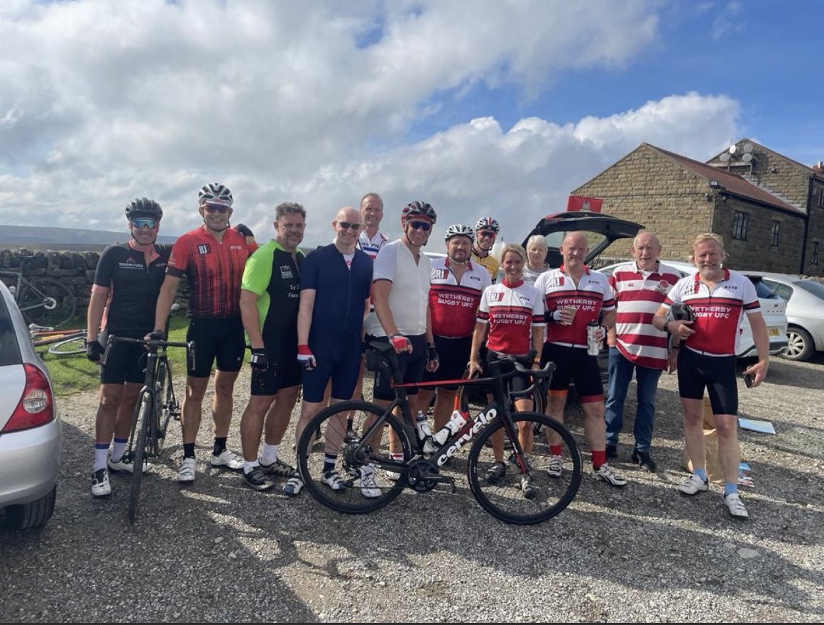 TheNickWrighty's tweet photo. An excellent 2 days of cycling: Wetherby ➡️ Whitby + back (over The Yorkshire Moors) with a great bunch organised by Wetherby RUFC in honour of a dear friend, Rich Jones, raising awareness for @bloodcancer_uk &amp; funds for Leeds based charity Pheonix Health &amp; Wellbeing 👍 https://t.co/dN47ujcMnK