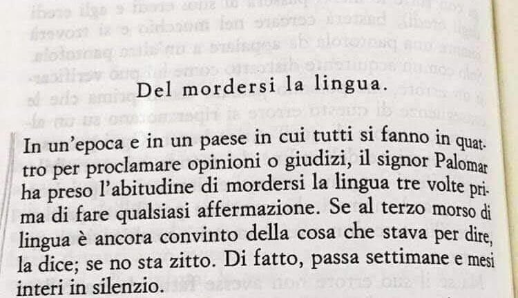 Nel 1983 Italo Calvino pubblicava “Palomar”. 
A 40 anni di distanza, le sue parole risuonano come un monito: Del mordersi la lingua.