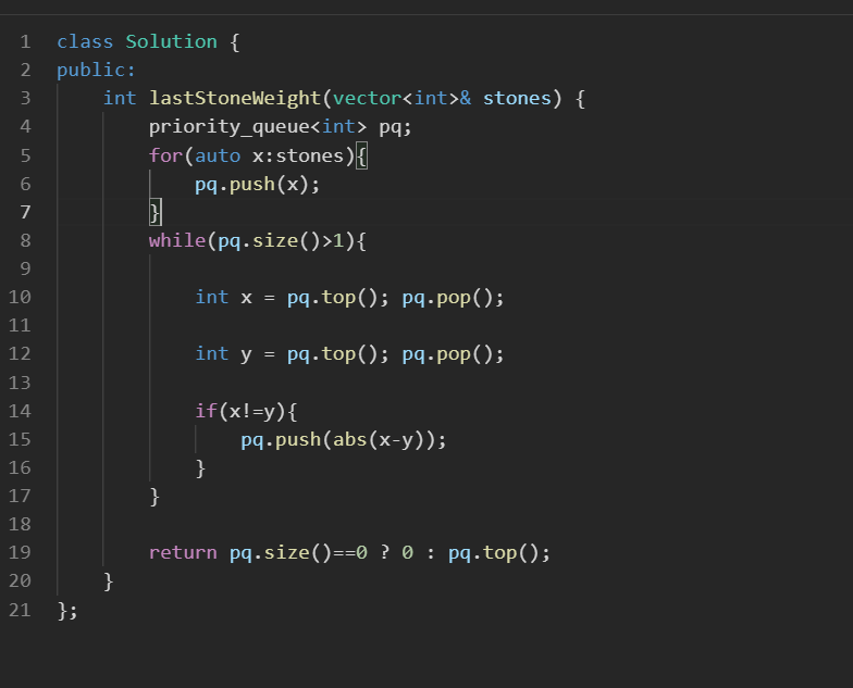 KhatikSwwapnil's tweet photo. Day 50 of #100DaysOfCode! 🚀 Nailed "Last Stone Weight" using max heap 📷#Cpp #DSA #CodingChallengeVictory #ProgrammingWin #CodeBreaker #leetcode https://t.co/TPHRVSythp