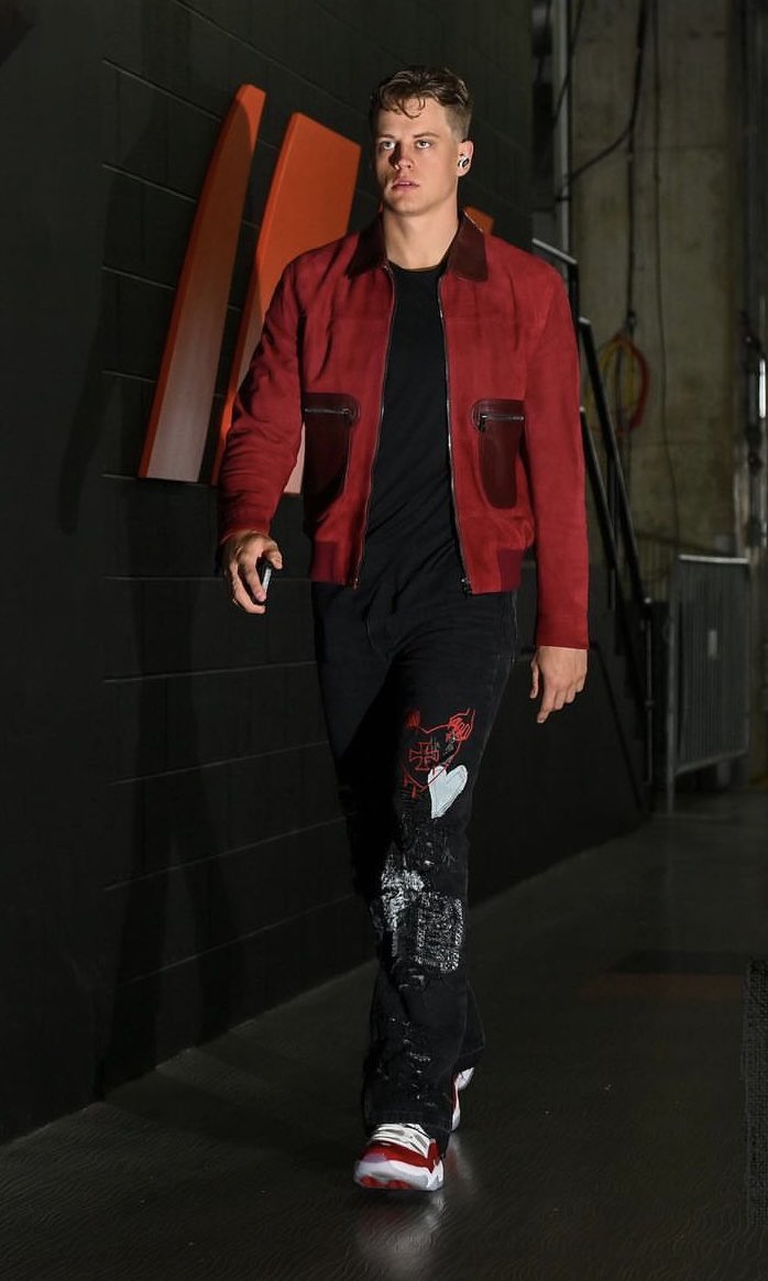 Joe Burrow, Cincinnati Bengals, in some of our 1/1 denim jeans! #nfl #nflstyle #style #streetwear #fashion #designer #live2love #bengals #Cincinnati
