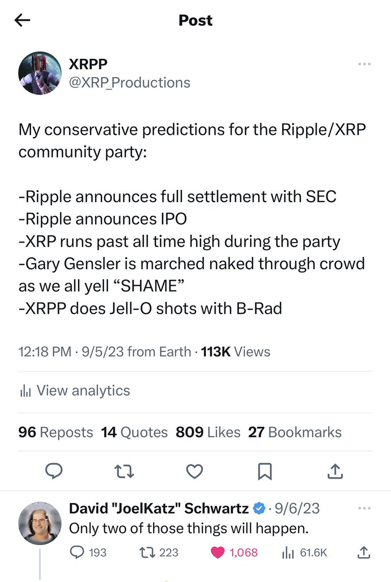 I am officially announcing that I will NOT be at the Ripple/XRP event in NYC, so Jell-O shots with B-Rad are OUT. Also, I doubt Gensler will leave his barricaded basement. So you know what that means…