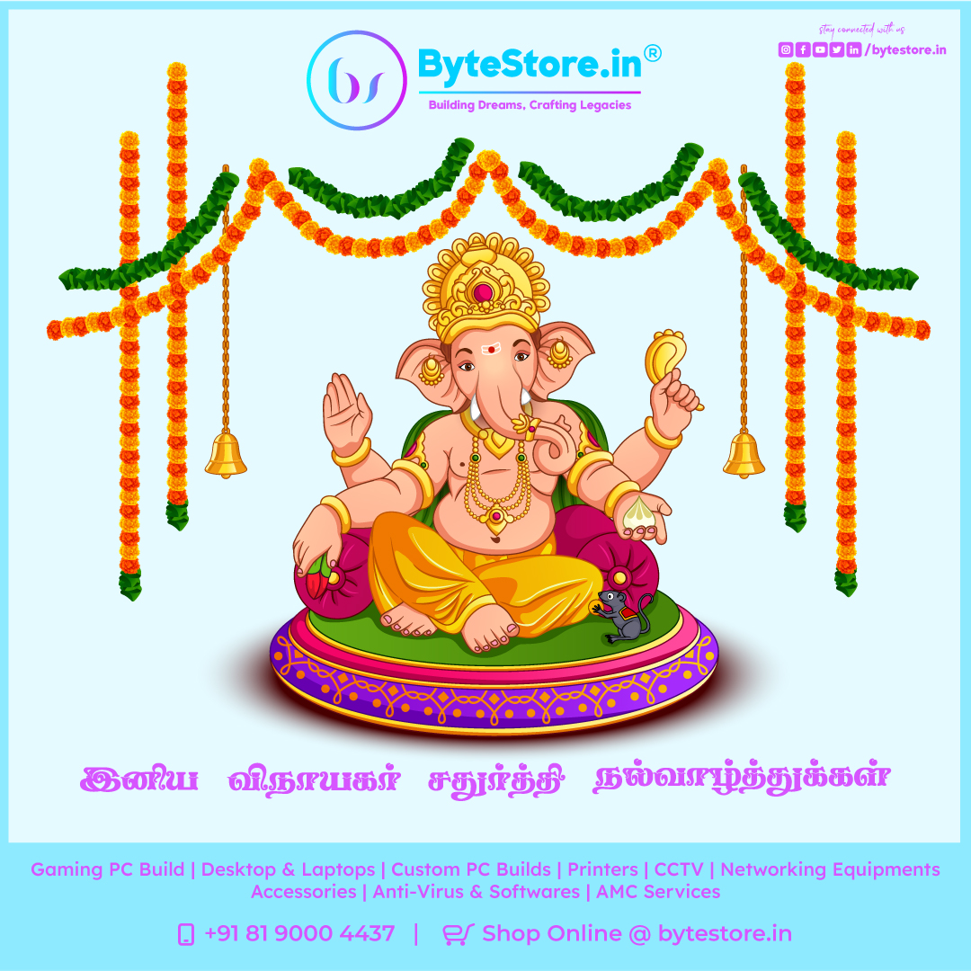 ByteStoreIn's tweet photo. Happy Vinayagar Chathurthi @ByteStoreIn | Coimbatore | PC Builds &amp; Gaming Accessories | #bytestorein #boughtwithbs #VinayagarChaturthi #GaneshChaturthi #Coimbatore https://t.co/xn3h9yM8n7