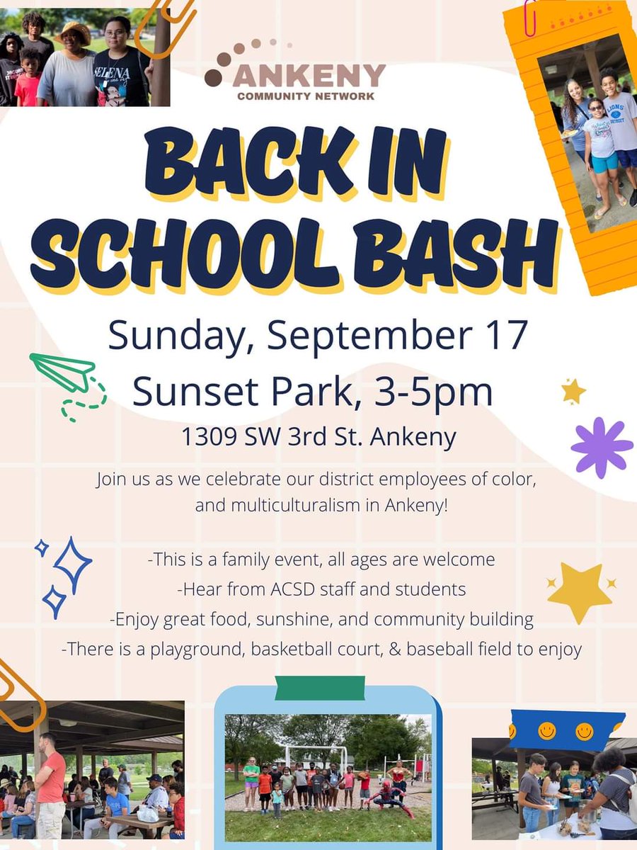 MatsonForHouse's tweet photo. One of my favorite community events! Hope to see you at Ankeny Community Network's Back in School Bash at Sunset Park this afternoon! #AlwaysBeBuildingCommunity #BeAPartner #HD42 https://t.co/rDVhCFdSSQ