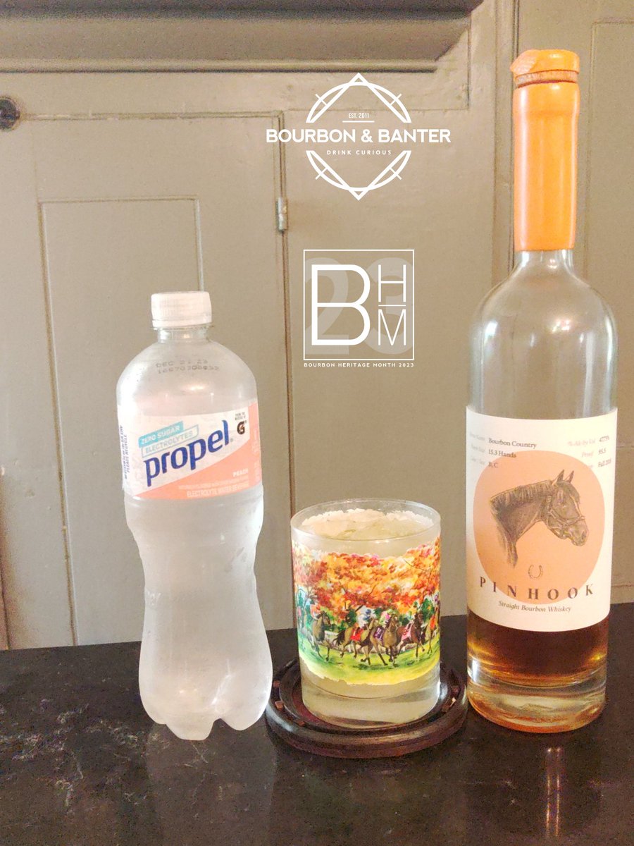 themeatpirate's tweet photo. One of the best combinations is peach and bourbon, today's #brunchcocktail was a Pinhook Propeller. 1 part Pinhook, 2 parts peach Propel, with plenty of ice in the fall racing glass. @pinhookbourbon @BourbonBanter #30daysofbourbon #drinkcurious #bourbonheritagemonth #meatpirate https://t.co/fxrvJuPKvh