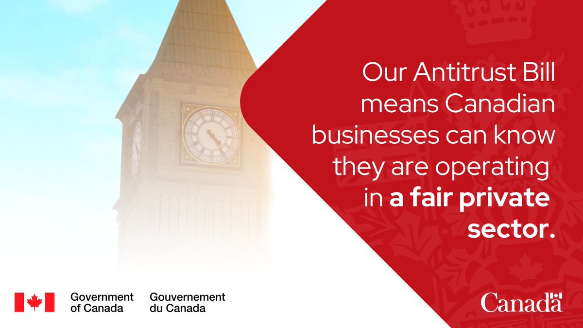 💼 Today, the Government proposed the Antitrust Bill. This will prevent the establishment of monopolies in Canada and ensure that the private sector provides fair opportunities for all ambitions entrepreneurs and business owners.  

🤝 This is a Government that stands with you.