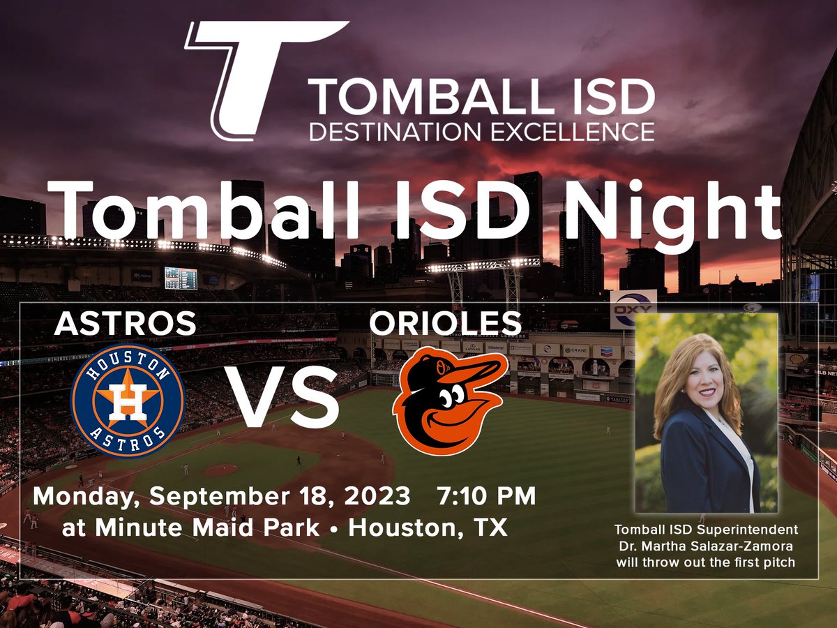 Tomball ISD (@tomballisd) on Twitter photo In honor of <a href="/TomballISD/">Tomball ISD</a> Night & <a href="/m_salazarzamora/">Dr. Martha SalazarZamora</a> throwing out the first pitch, let’s show our support on Monday!
We are encouraging all staff and all students to wear your favorite <a href="/astros/">Houston Astros</a> gear (and jeans 😊) to school! #DestinationExcellence In honor of <a href="/TomballISD/">Tomball ISD</a> Night & <a href="/m_salazarzamora/">Dr. Martha SalazarZamora</a> throwing out the first pitch, let’s show our support on Monday!
We are encouraging all staff and all students to wear your favorite <a href="/astros/">Houston Astros</a> gear (and jeans 😊) to school! #DestinationExcellence