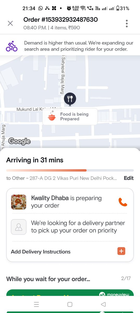 RupinBatra's tweet photo. @SwiggyCares @Swiggy  if you don't have a delivery person why do you take orders. 
Such a waste of time. https://t.co/b5r19DagSg