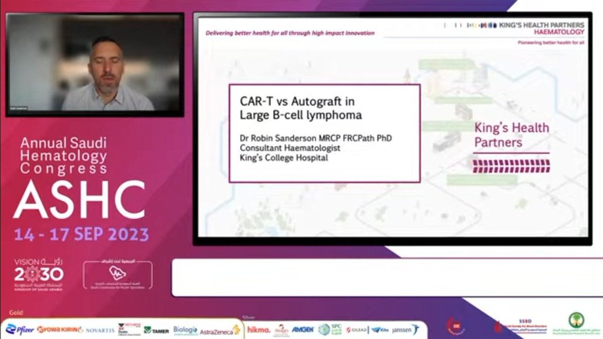 SaudiBlood1's tweet photo. 📽 #Live #strem
Last Day
September 17, 2023, Sunday
During the #23rd #Annual_Saudi_Hematology_Congress (#ASHC23), Dr. Robin Sanderson, MD, delivers his lecture in
https://t.co/bfnmTGVOk0
"#CAR_T vs Auto #BMT in #Lymphoma"
#YouTube
https://t.co/g1aMXTKeM3
#SSBD #Leukaemia https://t.co/5j95yi1ovy