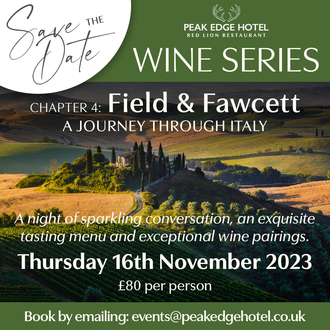 Join us for an unforgettable evening at Peak Edge's 4th Wine Series event this November! Embark on an Italian wine journey and discover the exquisite offerings of our trusted supplier, Field and Fawcett.

For more information visit peakedgehotel.co.uk/events/wine-se…