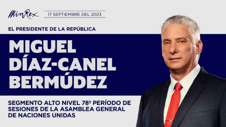El presidente de Cuba, Miguel Díaz-Canel, viajó a Nueva York para participar en el segmento de alto nivel del 78 periodo de sesiones de la Asamblea General de Naciones Unidas, informó hoy la cancillería.
<a href="/cadenagramonte/">Cadena Agramonte</a> 
<a href="/ReinaldoCspede2/">Reinaldo Céspedes</a> 
<a href="/CubaMINREX/">Cancillería de Cuba</a> 
<a href="/PresidenciaCuba/">Presidencia Cuba 🇨🇺</a> 
<a href="/Yaimy/">Yaimy</a>