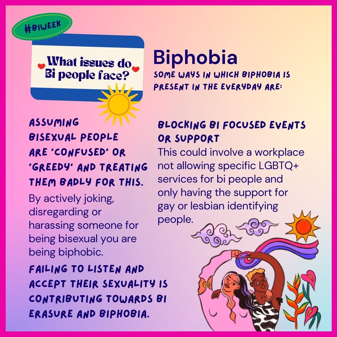 salfordprideuk's tweet photo. It's Bisexual Awareness week #BiWeek. What issues do people under the Bisexual umbrella face in everyday life? 

#BisexualityAwarenessWeek2023 #PrideUK #Stonewall #GayTimes #ManchesterPride #BiPride https://t.co/OuHRS4YHgt