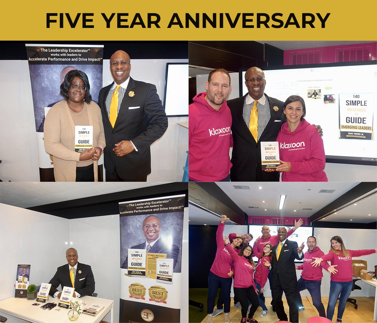 eddieturnerjr's tweet photo. 📆 5th #Anniversary: 140 Simple Messages to Guide #EmergingLeaders
Get the Kindle TODAY for FREE! 🎉
Great memories with my friends Donna, Charles and the @Klaxoon team!
#Bookversary #Leadership #Coaching #LeadershipDevelopment #Author #BestSeller #EddieTurner #FiveYear https://t.co/rkJGjw7gHO