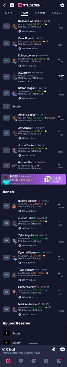 itsKarbonox's tweet photo. @str8tipping Should I drop justice hill or hunter Henry before the kickoff? https://t.co/gz0QkZklpQ