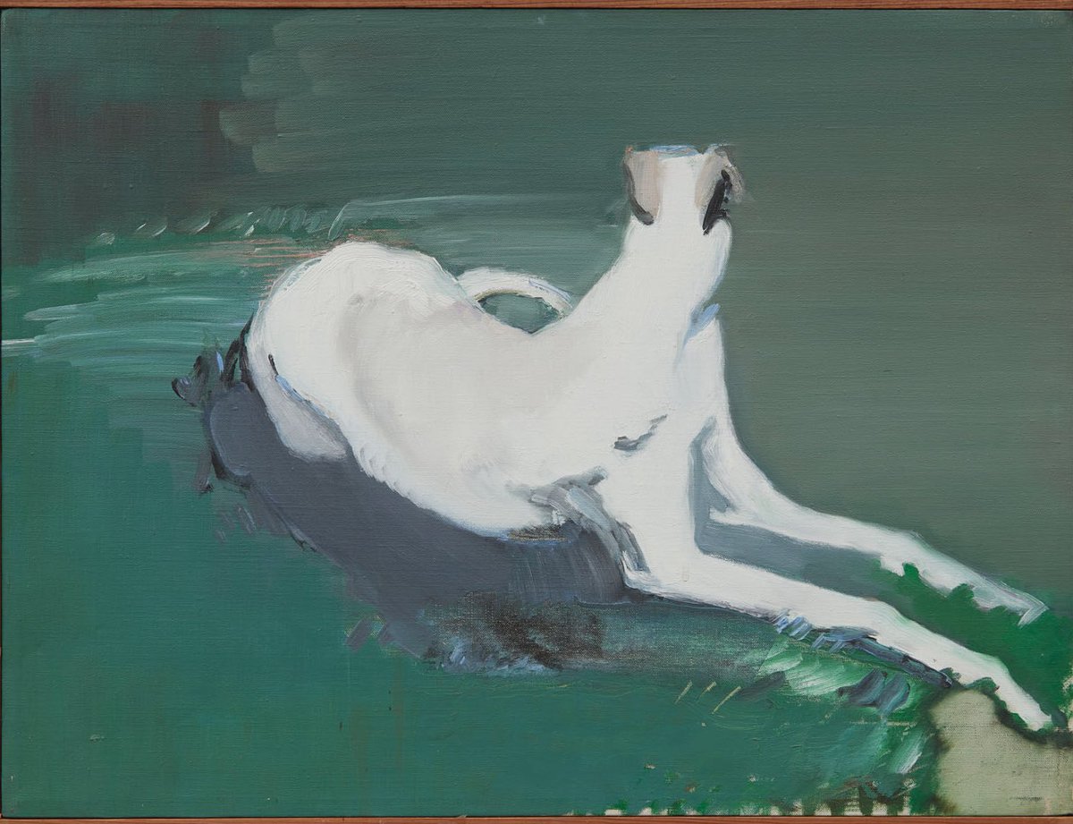 Joe Brainard, 
Whippet on a Green Couch (series) (1973)