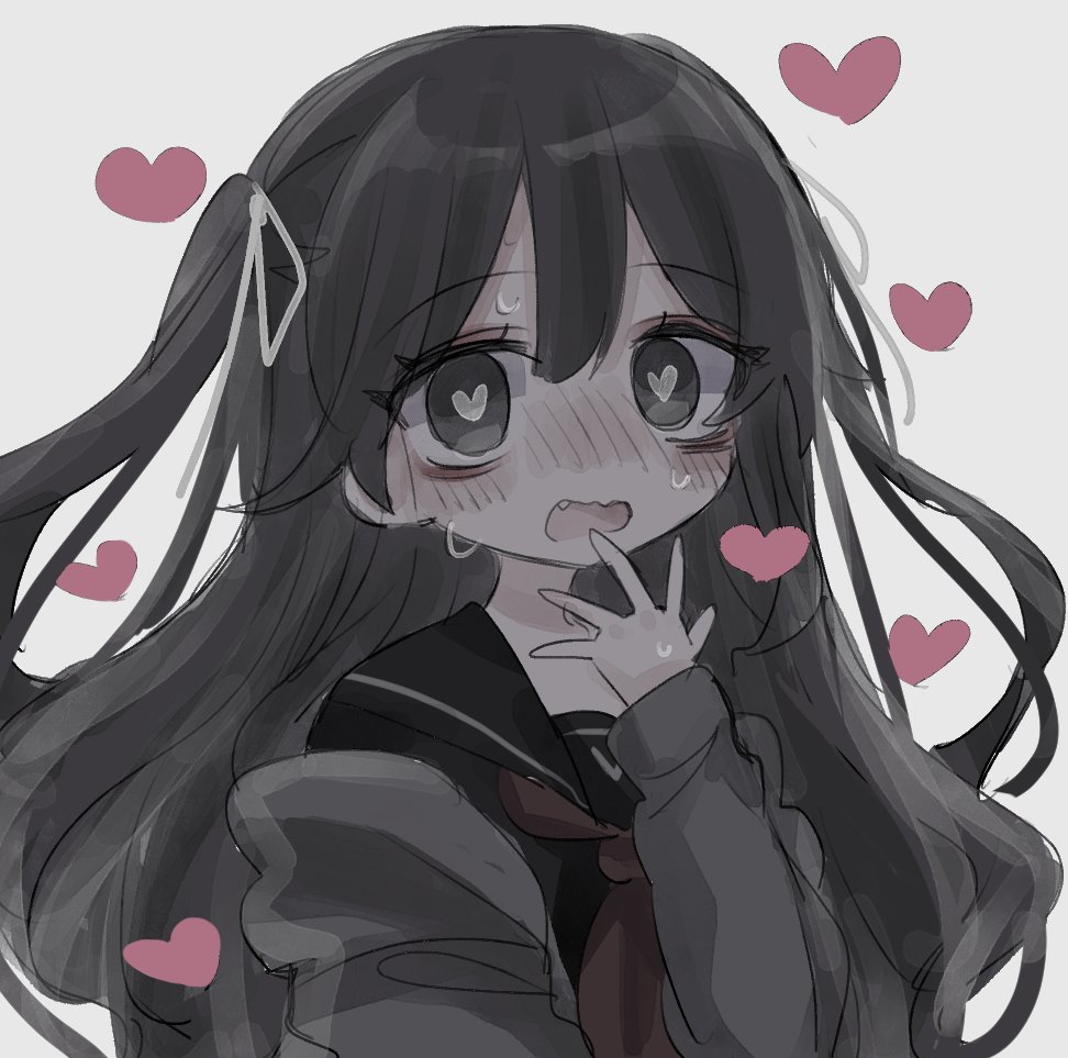 1girl heart heart-shaped pupils solo long hair symbol-shaped pupils blush  illustration images