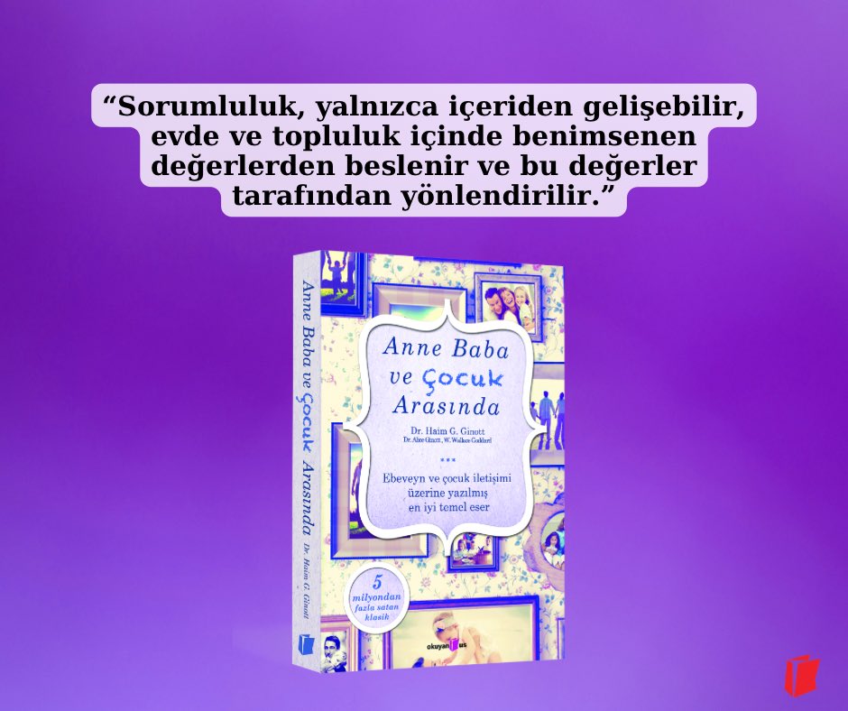 okuyanus's tweet photo. Ebeveyn ve çocuk iletişimi alanında yazılmış en iyi eser olan Anne Baba ve Çocuk Arasında, dünyanın her yanından milyonlarca ebeveynin çocuklarıyla iletişimini güçlendirmesini sağladı. 

Dünyaca ünlü psikolog Dr. Haim G. Ginott’un yazdığı bu kitap, bebeklikten ergenliğe kadarki dönemde, çocuk eğitiminin yenilikçi yöntemlerini örneklerle ve yalın bir dille anlatıyor. 

Anne Baba ve Çocuk Arasında, tüm ebeveynlerin tekrar ve tekrar okuması gereken, değerini hiçbir zaman yitirmeyecek, vazgeçilmez bir başucu kitabı.