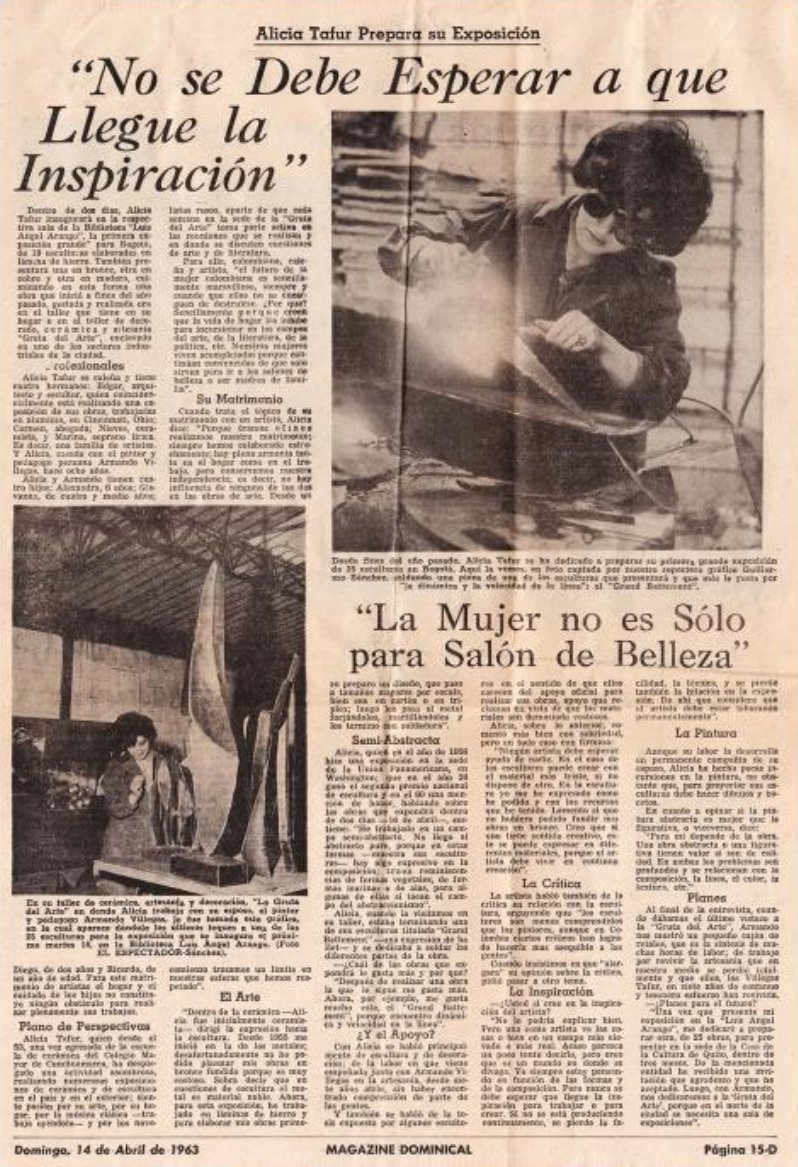 GuzmanAvanza's tweet photo. Alicia Tafur es de esas mujeres maravillosas a las que el arte y la cultura deben rendir honor por su espíritu y obra, representa la auténtica liberación de la mujer colombiana.

A sus 90 años partió con sus aves al paraíso. 

Abrazo @Lauraes_guerra y a la familia Villegas Tafur. https://t.co/5djbl9hfld