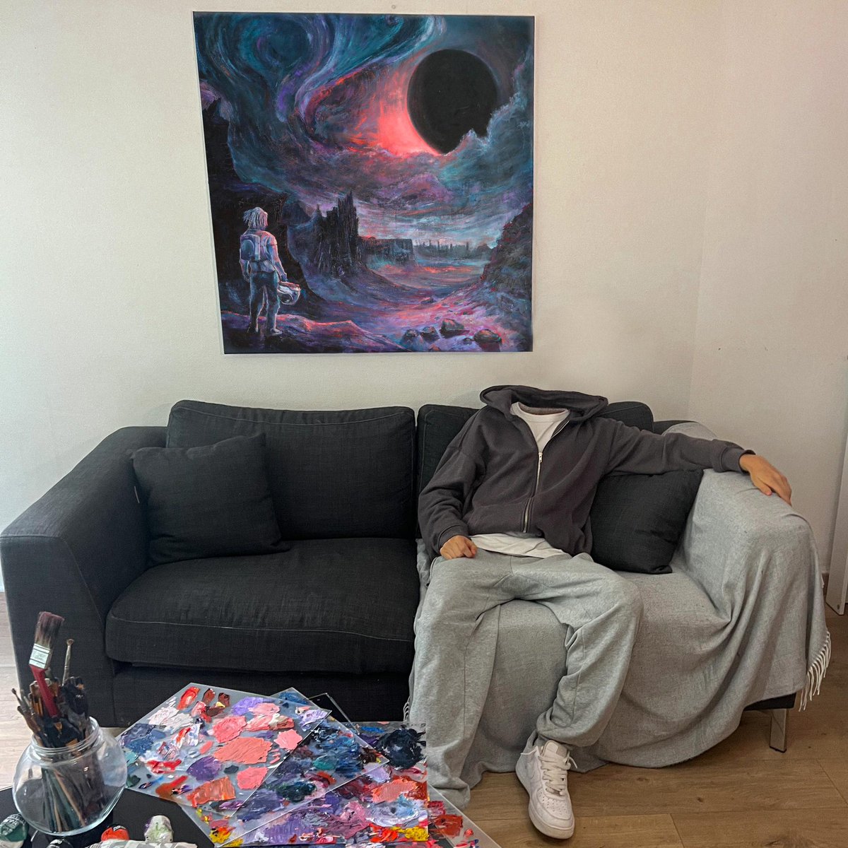 artemile1's tweet photo. Peinture à l’huile inspirée de l’univers de green montana (1mx1m) https://t.co/O93vxGZo4g