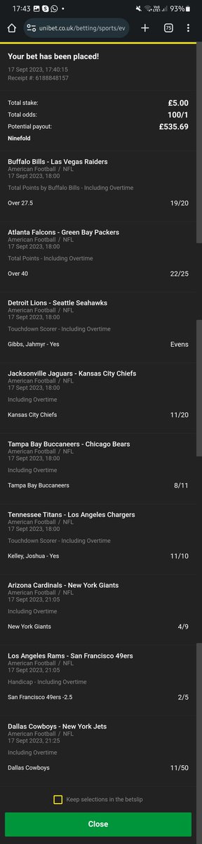 NFLuktips's tweet image. Big acca for tonight bol if following small stakes as usual #NFL #nflbets