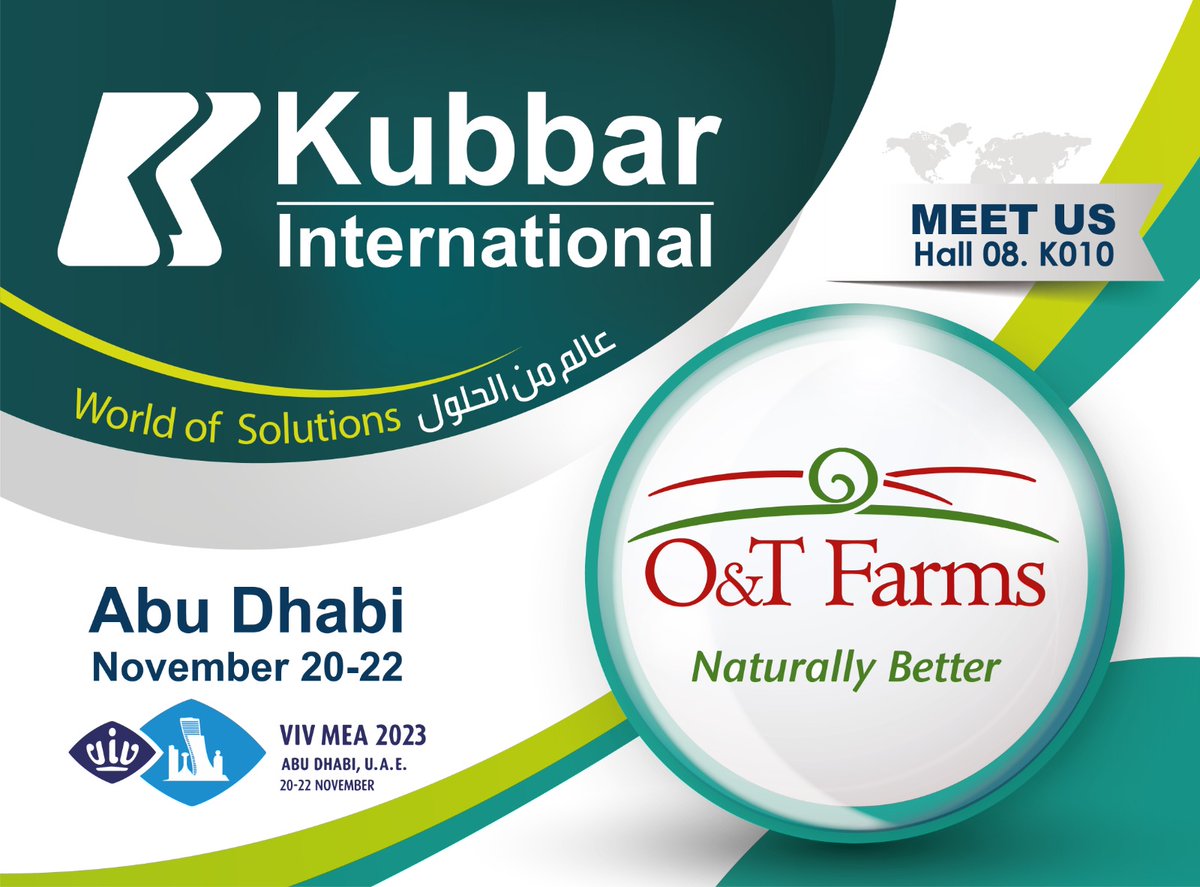 OandTFarms's tweet photo. VIV MEA 2023 is November 20-22 in #AbuDhabi UAE. Pleased to be alongside our associates Kubbar International to discuss sustainable #omega3 feed ingredients using #linpro . We are in Hall 8, booth #K010 to discuss. @VIVworldwide
Find out more: https://t.co/xau0kCGZ6Z https://t.co/WxsV66rTGj