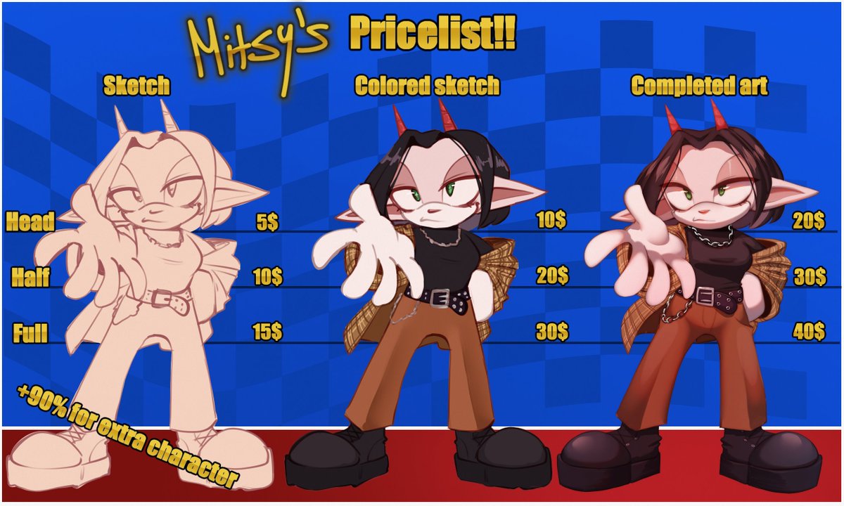 Sonic says...

🐐Comms open!🐐
RTs are appreciated
Payment via Paypal, Boosty, Telegram and Easylancer