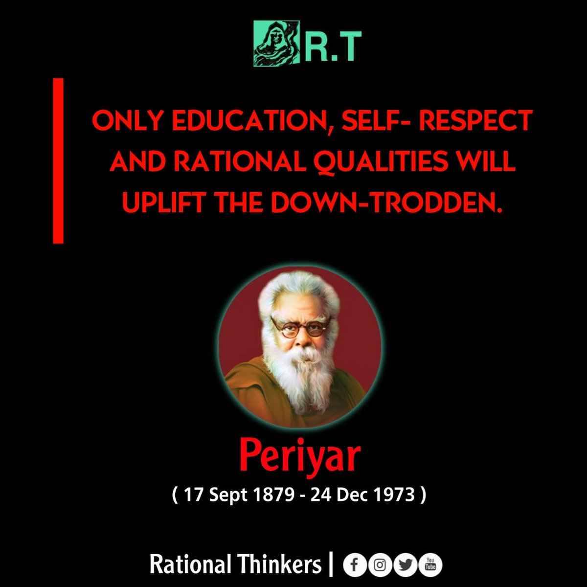 RTorg_'s tweet photo. Today is the 145th birth anniversary of 'Perrier'. Tribute to him
.
.
#Rationalist #Rationalthinker #Socialreformer #Periyar #ErodeVenkatappaRamasamy https://t.co/IB9ol94EKX