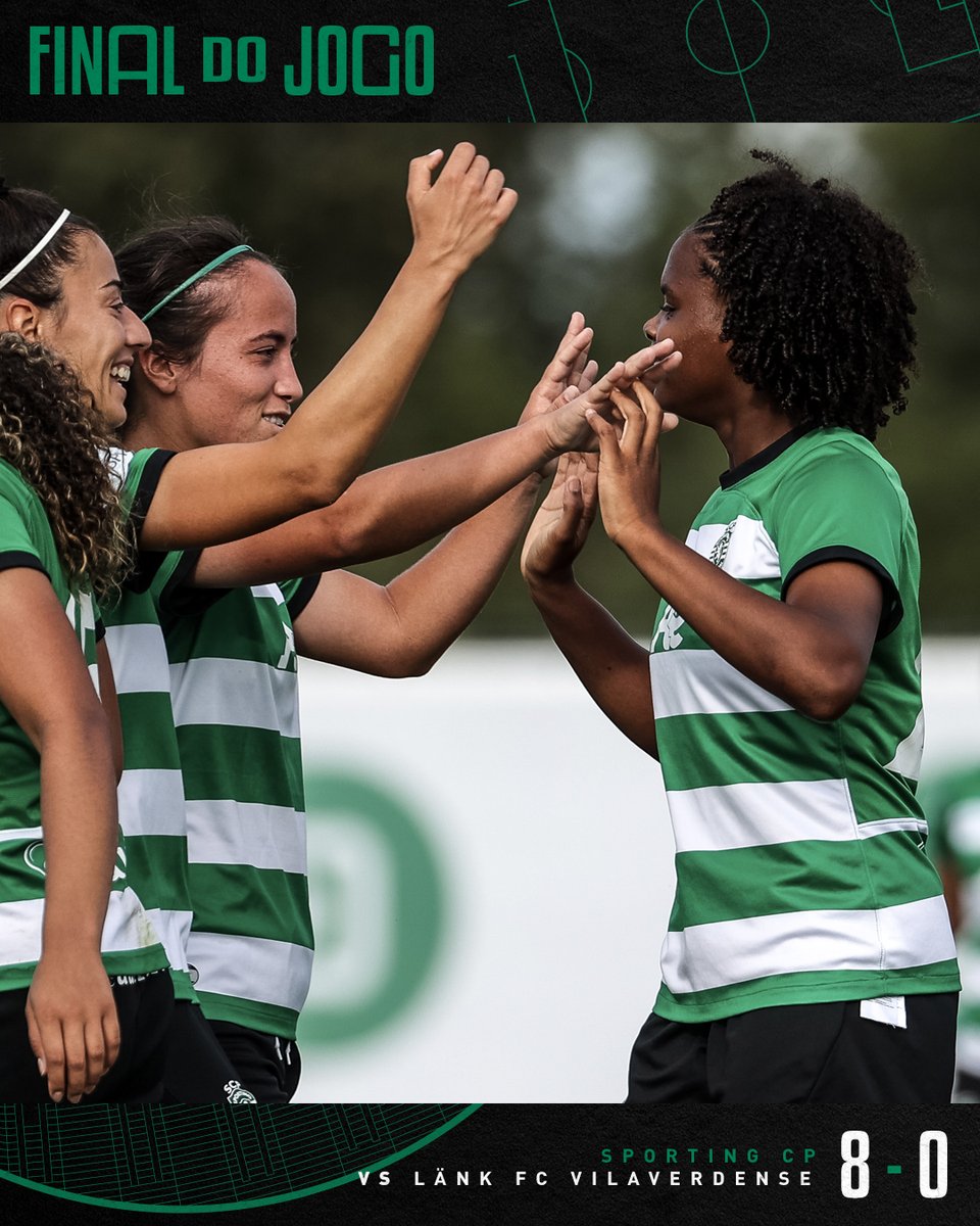 FutFemSCP's tweet photo. ⏹ Primeiro jogo, primeira vitória! Entramos com o pé direito na #LigaBPI ✅
⚽ @13fatimapinto, @MaiNiehues (2), @bbrendaperez, Olivia S. e @Leonete_Correia (3).
#SCPLFCV // 8-0 https://t.co/PdnycT8f1U