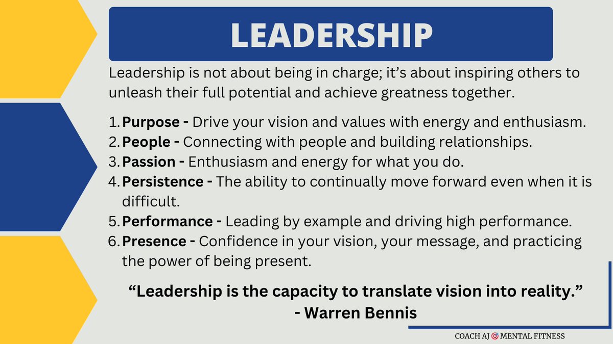 Vince Lombardi said, "Leaders aren't born, they are made. And they are made just like anything else, through hard work."

Leadership isn't about power, it’s about connecting and influencing.

Leaders set the standard and lead by example.

The 6P's of leadership👇