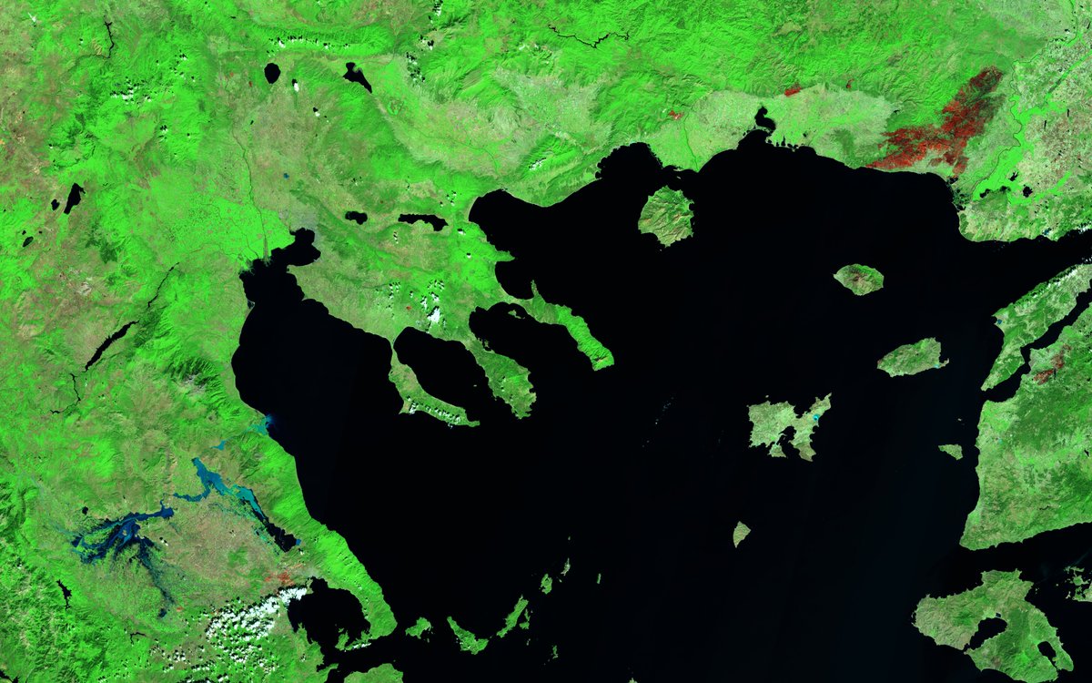 i_ameztoy's tweet photo. Two sides of the same coin: Floods ↙️ & a huge wirldfire ↗️ in Greece. Catastrophic extreme events separated by few hundred kilometers & occurred just one after the other during summer 2023. A paradigmatic image that will be remembered 🔥💦

#Copernicus #Sentinel2 🛰️
Full Size: https://t.co/fpvk98b5ie 🧐