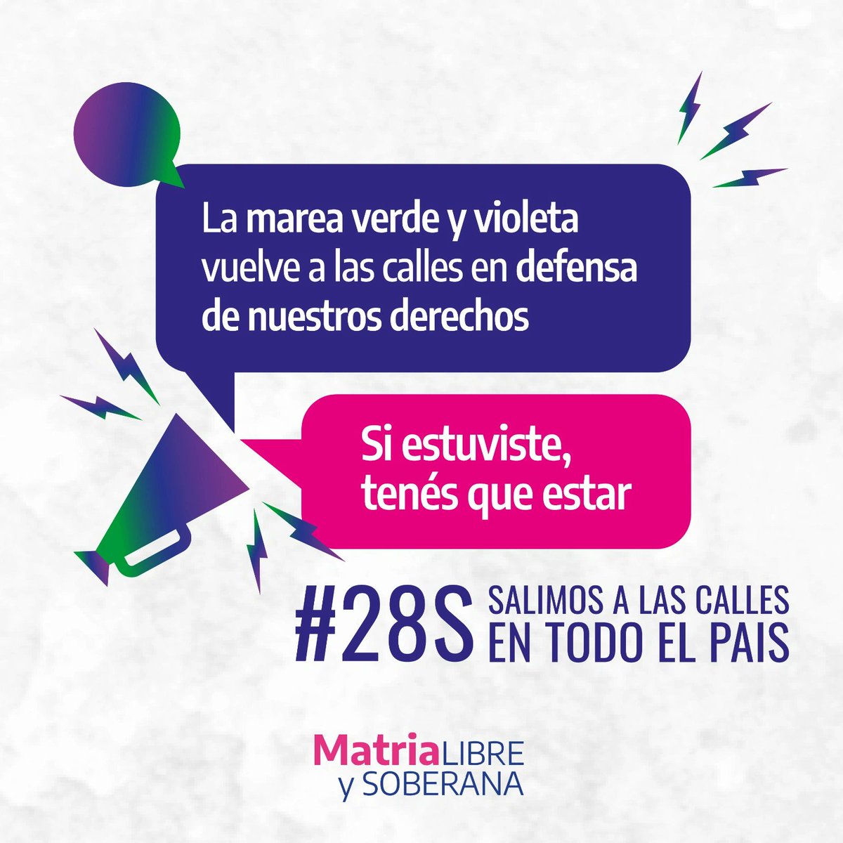 #28S Adherimos a la convocatoria nacional en defensa de los derechos de las mujeres,diversidades, juventudes e infancias. 
🟣 Queremos una vida libre de violencias y con derechos. 
🔵 Queremos un Estado presente y políticas públicas con perspectiva de género.
#28S en las calles