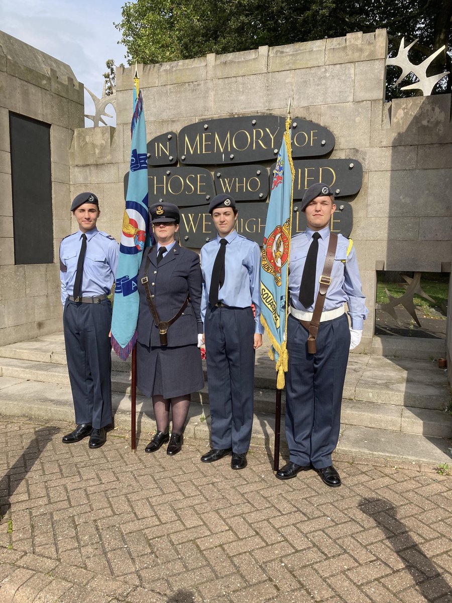 katie_lockton's tweet photo. I had the honour of carrying the Tamworth RAFA branch standard today- Battle of Britain parade. Was great to have 2 cadets from my old sqn @1122sqn as my escorts. @aircadets @ComdtAC @WandWAirCadets @wbwaircadets @staffswing @WMRFCA @RAFAssociation https://t.co/HeBm7JkkL6