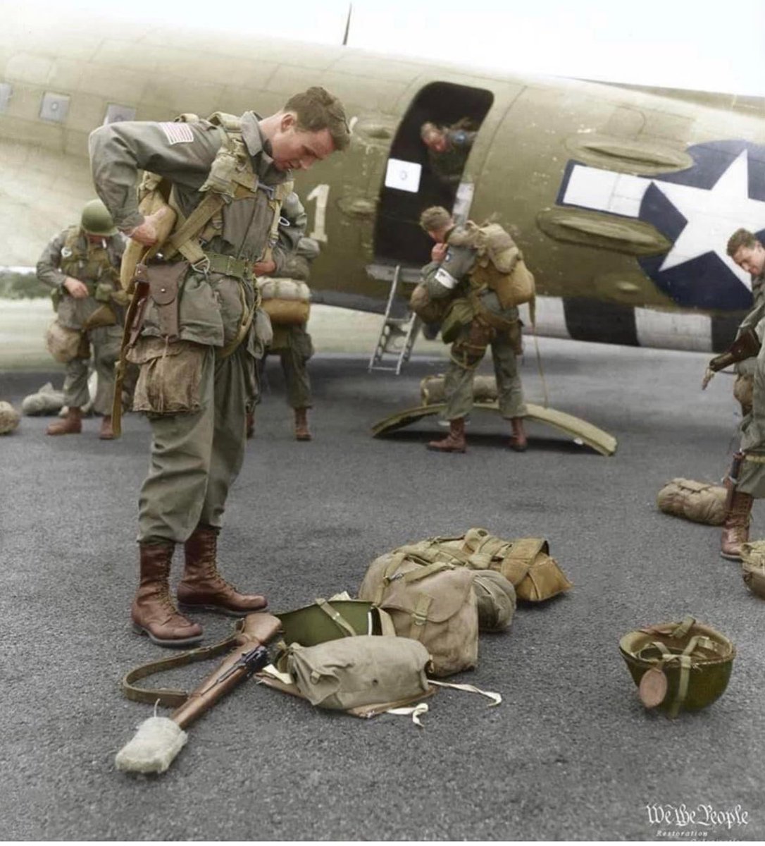 dolphinslaxer's tweet photo. Leadership is being “the first guy out of the plane &amp; the last guy on the chow line.” -General James Gavin who commanded the US 82nd Airborne Division during WWII. 
General Gavin shown getting ready for the jump into Holland for Operation Market Garden started 79 yrs ago today https://t.co/rVJRog6Jw4