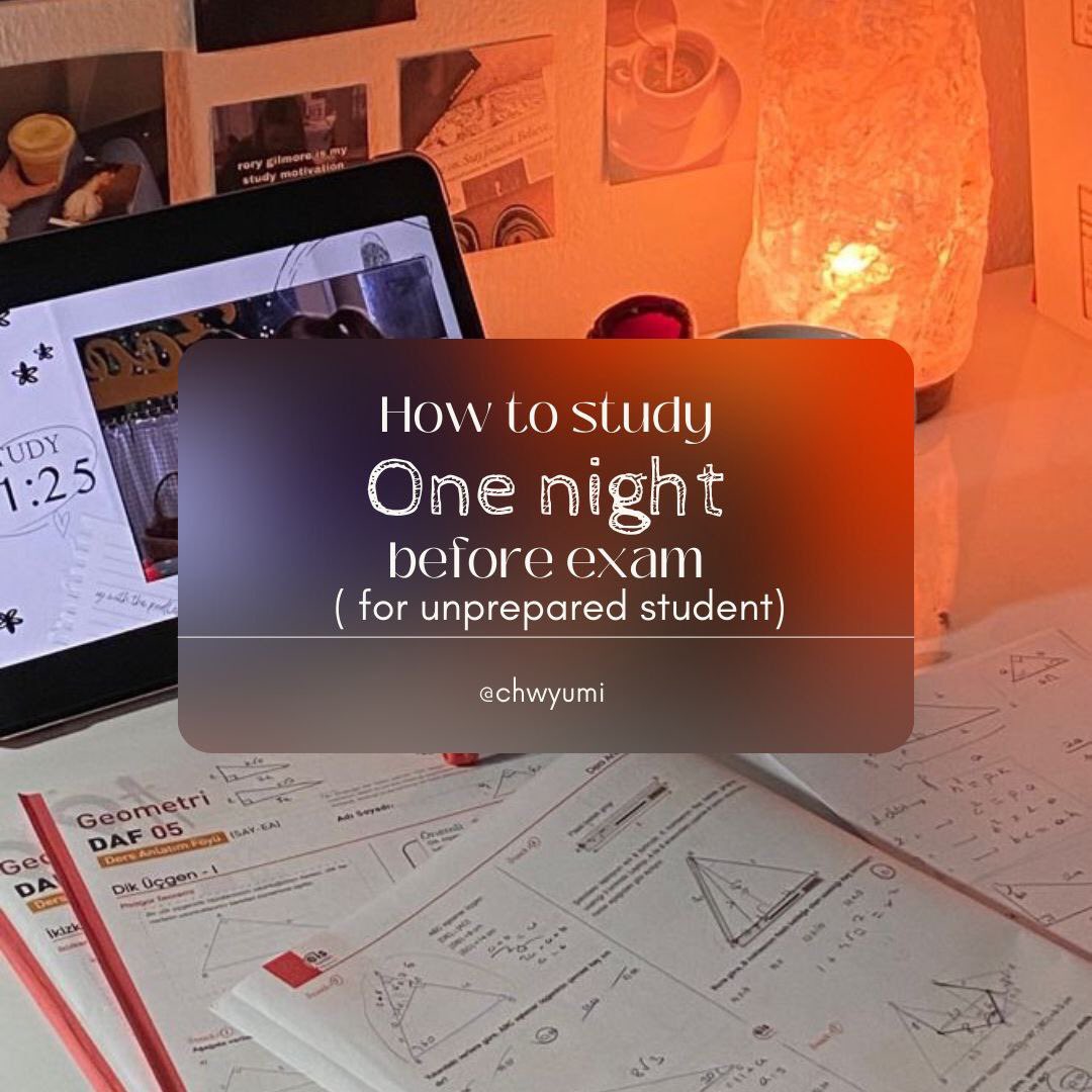 chwyumi's tweet photo. ⸰ 📚 ͙ࣳ  ◟ HOW TO STUDY ONE NIGHT BEFORE EXAM !   ˒ ✧ ༚ ˎ

— for unprepared student! 👩🏻‍🎓

a thread by @chwyumi ^^

[ #studytwtph #studytwt #motivationtostudy] https://t.co/FrtItNRfD0