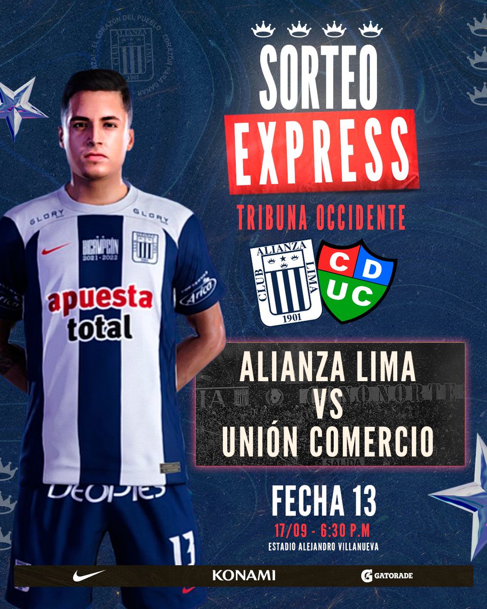 ClubALesports's tweet photo. ¡𝗦𝗢𝗥𝗧𝗘𝗢 𝗘𝗫𝗣𝗥𝗘𝗦𝗦! 🏆💙🎟️

Sé uno de los 2️⃣ ganadores para asistir al partido contra Unión Comercio.

Pasos:  
1️⃣Seguirnos en Twitter.
2⃣Comenta y etiqueta a dos amigos.
3⃣RT a la publicación.

Los ganadores serán anunciados a las 03:00 PM. https://t.co/GnVMiybtn1