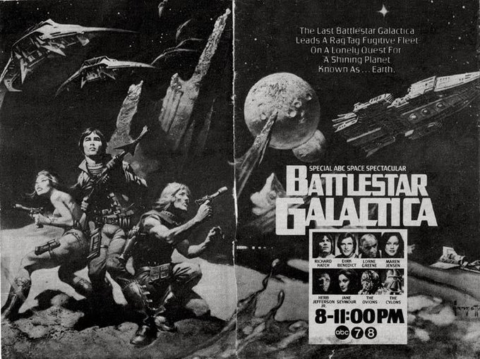TVTango's tweet photo. 📺Today in TV History: BATTLESTAR GALACTICA #BattlestarGalactica Premiered 1978 ABC Starring #LorneGreene #RichardHatch #DirkBenedict #MarenJensen #HerbJeffersonJr #TonySwartz #NoahHathaway #LauretteSpang #JohnColicos #TerryCarter About https://t.co/eUXwMDGRRY https://t.co/JJIyo7rgZX