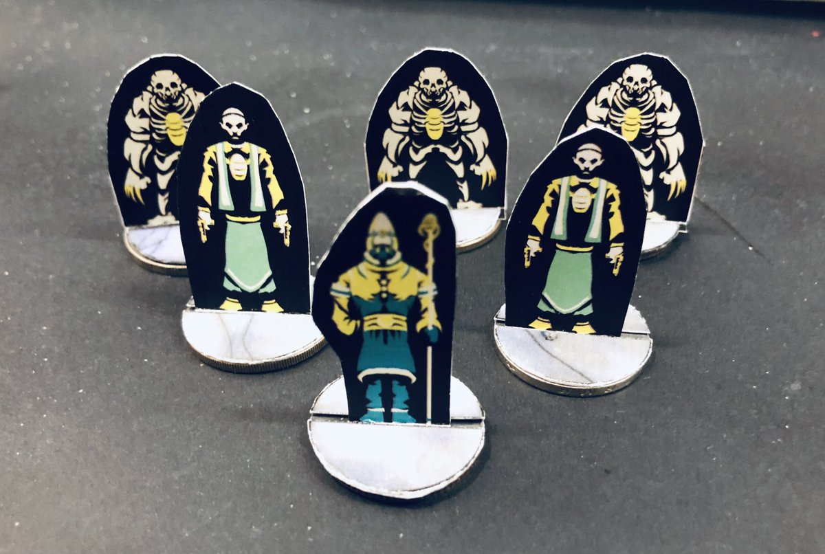Chaoclypse's tweet photo. Had a really fun session of Dead Gods by @trollishdelver today with my custom drawn paper minis... followers of the True Visage versus the wealthy cult of The Eternal!
Followers of the True Visage (my team) won... barely! 🤘
#wargaming #paperminis #paperminiatures #art https://t.co/zlRK31PCL1