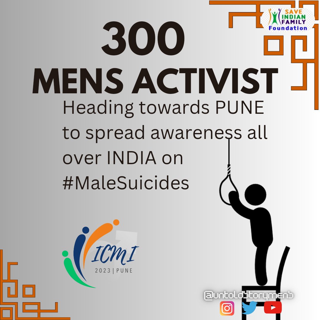 300 Mens Rights Activist heading towards PUNE to spread MensIssues all over India  for talking on #MaleSuicides 

@DeccanChronicle @RajatSharmaLive @sardesairajdeep @SushantSinha3 @sakshijoshii @ppbajpai @ShefVaidya @htTweets @tv