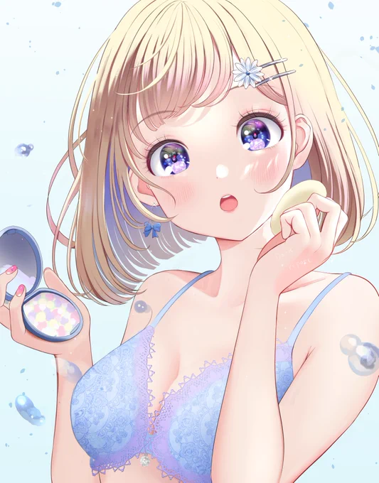 下着のままメイクしちゃう子#イラスト  #朝の身支度 