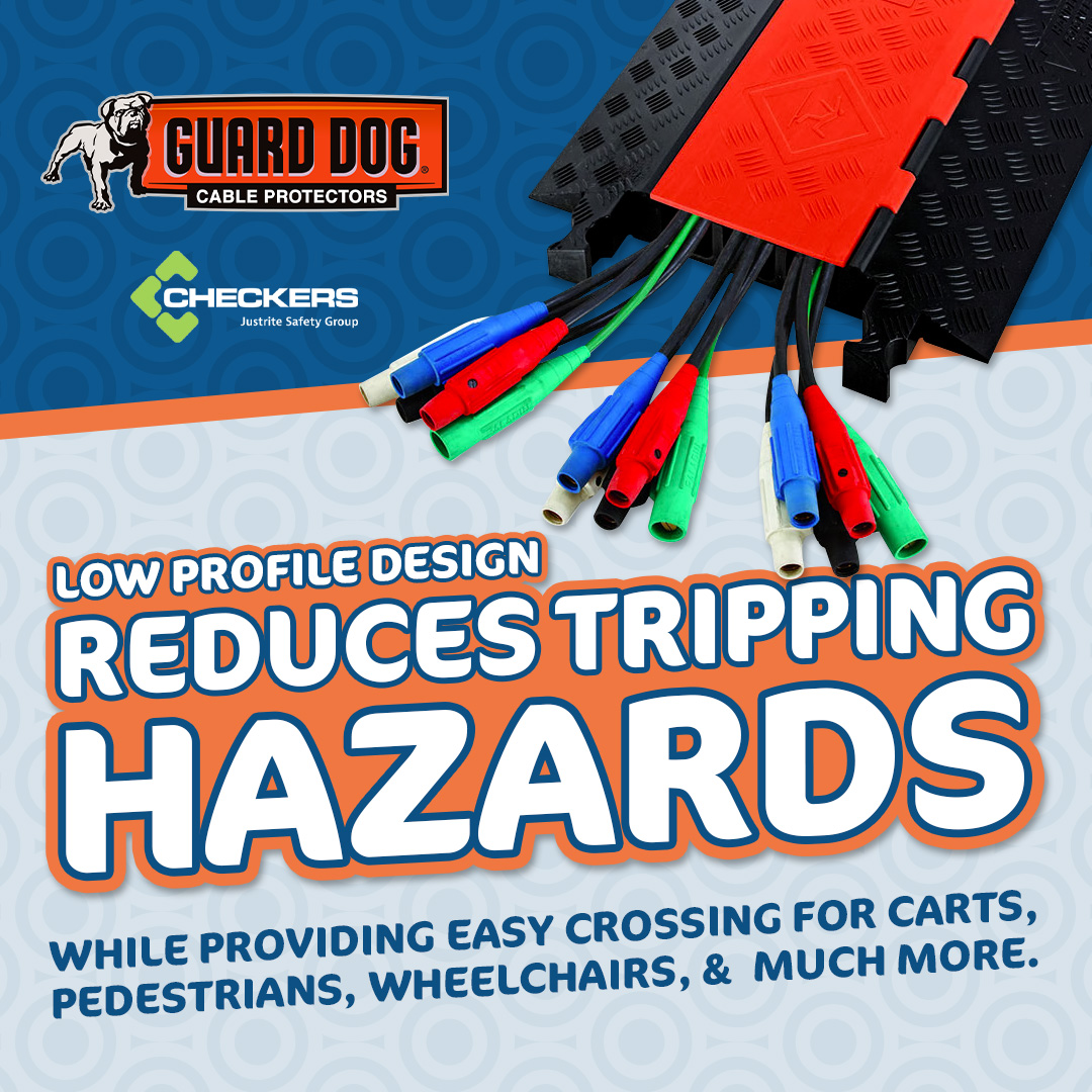 CableOrganizers's tweet image. Guard Dog® Standard and ADA-Compliant Cable Protectors feature a  low-profile design ideal for high-traffic environments such as amusement parks, convention centers, fairgrounds, broadcast studios, and carnivals. #CableOrganizer #Checkers #CableCover #Safety #ADA