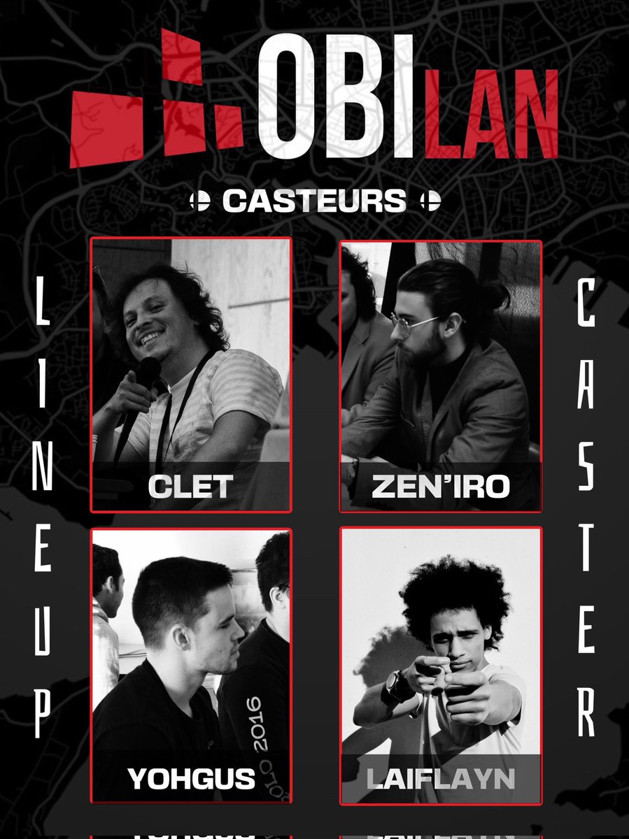 L'ObiLan approche à Brest et il reste actuellement 13 slots !

Nous en profitons pour annoncer la line up de casters en la présence de nos duos de chocs j'ai nommé :

- Clet (<a href="/A4Clet/">Clet</a> ) et Zen'Iro (<a href="/ZeniSSB/">Zen’iro ⚡️🎙️</a> )

- Yohgus ( <a href="/Yohgus_/">KGD Yohgus</a> ) et Laiflayn ( <a href="/Laiflayn/">O-Dog / Zaro 🇲🇶 🇫🇷</a> )

Liens d'inscriptions⬇️