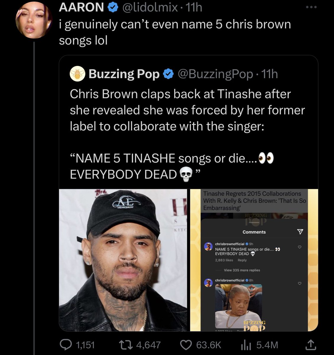 i don’t even like chris brown but y’all have to stop lying on here 😭
