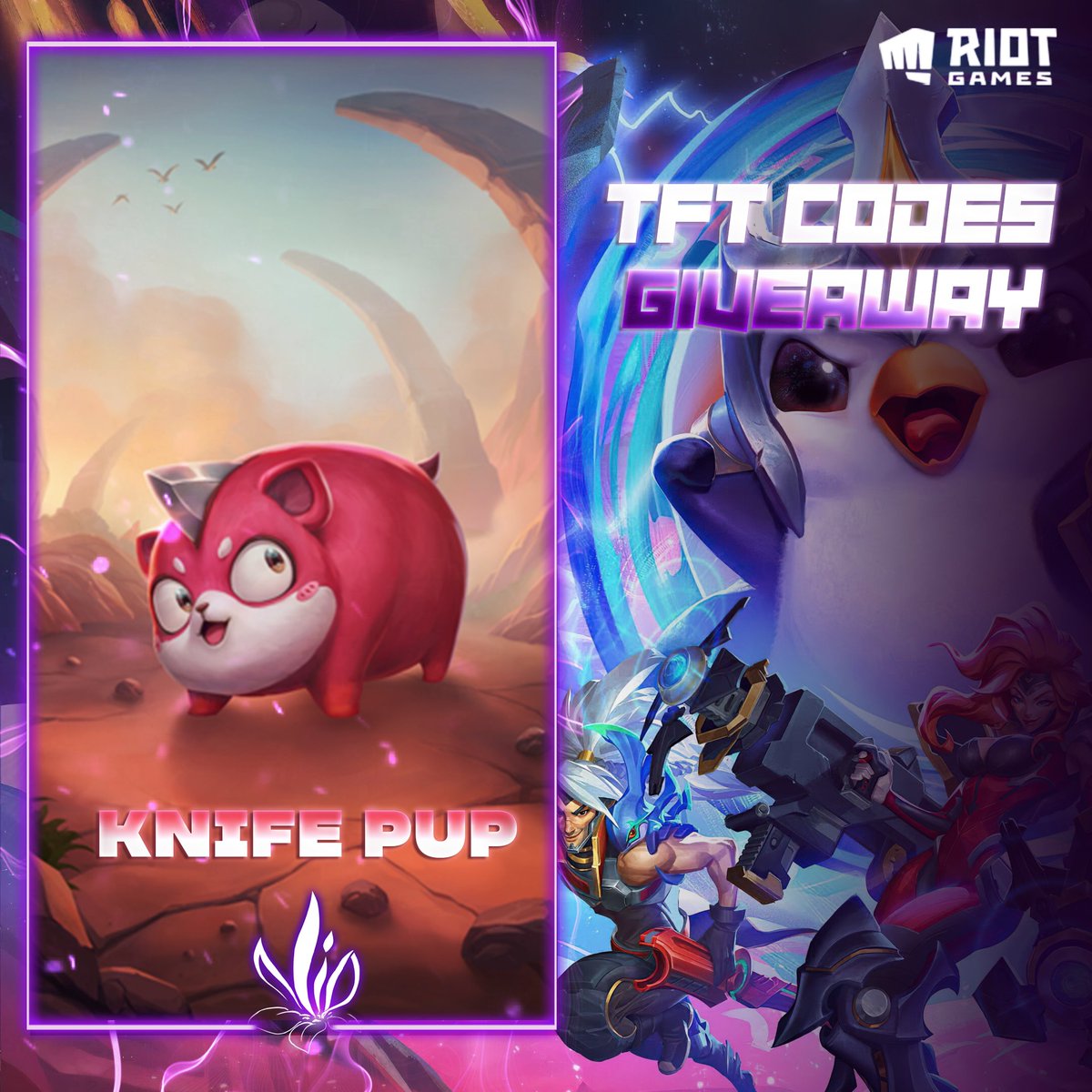 Violetism2's tweet image. 🟣GIVEAWAY ALERT🟣

✨4 will get this cute knife pup legend✨

To enter:
1- Follow @Violetism2  , @ArenaEsportsAE  and @RoyalKnightsgg 
2- Like and Retweet

Announcement On Wednesday 20/9 📅
Goodluck all! 👾