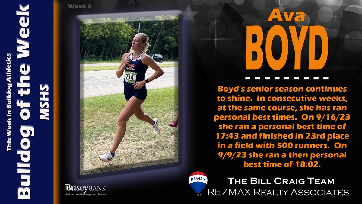 MSBulldogScores's tweet photo. Week 6
𝐁𝐮𝐥𝐥𝐝𝐨𝐠 𝐨𝐟 𝐭𝐡𝐞 𝐖𝐞𝐞𝐤 - 𝐌𝐒𝐇𝐒

⭐️Ava Boyd⭐️

Boyd's performances this fall have been impressive.  Congratulations Ava!  

Thank you to @BillCraigTeam for sponsoring this feature highlighting outstanding Bulldog performances from the past week. https://t.co/p6VOxGiJpy