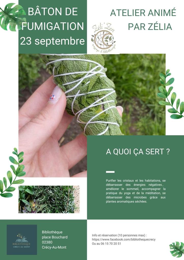 bibliocrecy's tweet photo. Rendez vous samedi matin pour l'atelier bâton de fumigation et l'après midi pour nettoyer la nature 😊 https://t.co/ACcfniMzg1