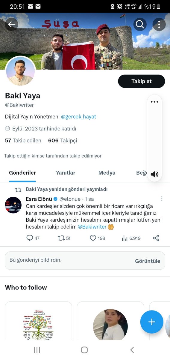 Önceki hesabında Kürtlere soykırım yapılması gerektiğini savunan bu Akp trolünü lütfen şikayet edelim.
