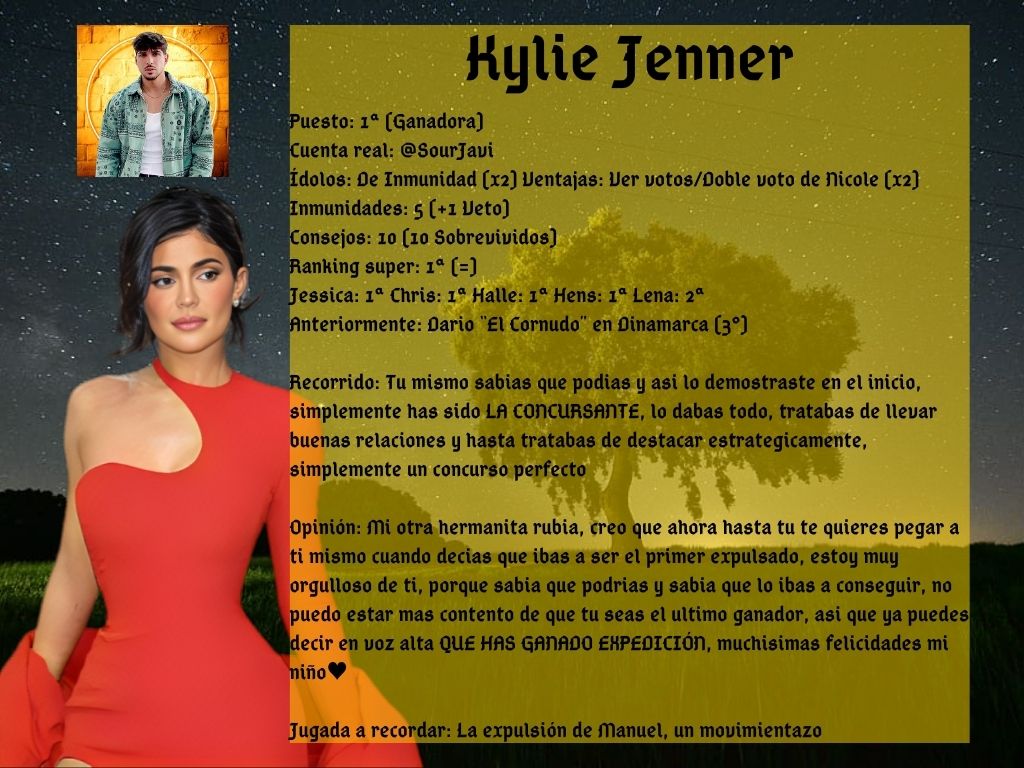 ExpedicionAl's tweet photo. GANADORA: Sorpresa para NADIE ya que mas tonta y no nace, siendo un servicio con las Kardashian mi @kylie_expas, mi ganadora es (y lo digo con especial ilusion y cariño) es @SourJavi LA REINA ESPAÑOLA https://t.co/bZTRuAAvaT