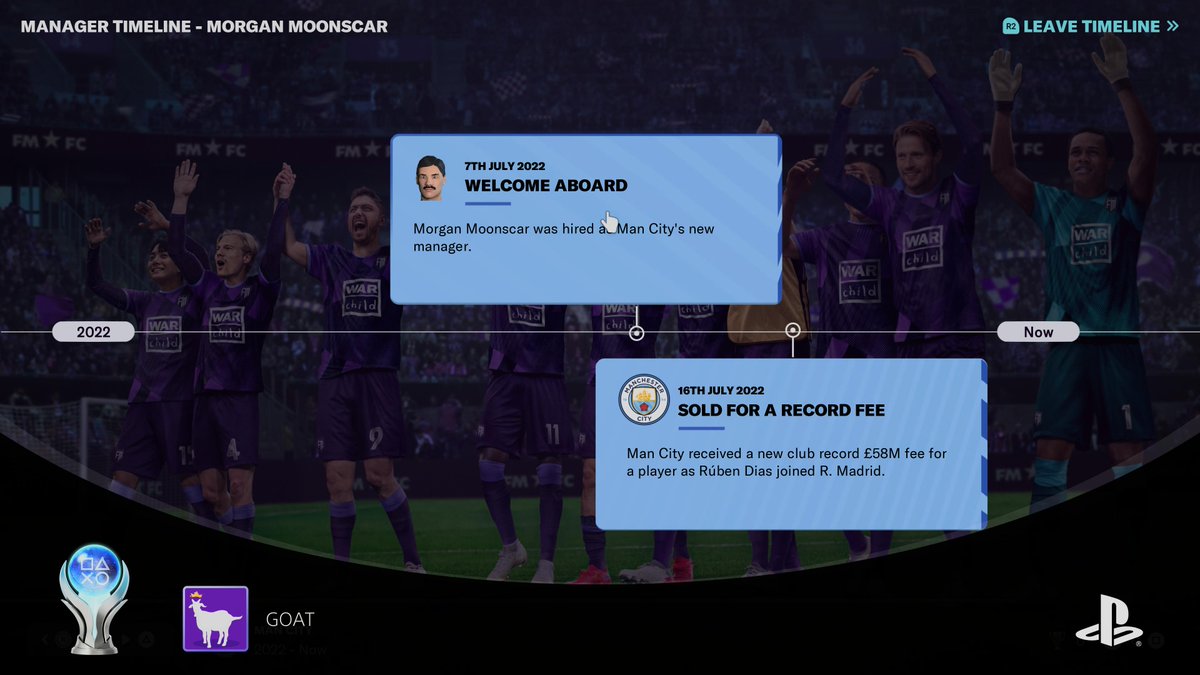 MorganMoonscar1's tweet photo. Football Manager 2023 Console Edition
GOAT (PLATINUM)
#PlayStationTrophy #PS5Share, #FootballManager2023ConsoleEdition https://t.co/HoXBiDjzg9