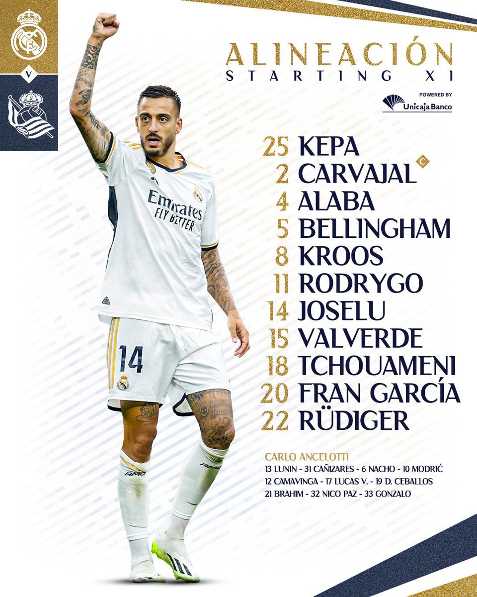 Our starting 11 #RealMadridRealSociedad