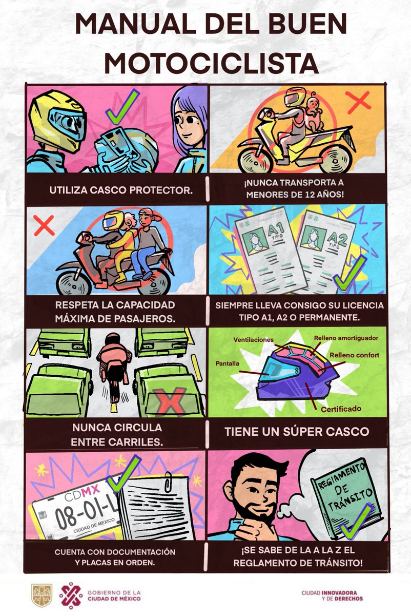 GobCDMX's tweet photo. ¡Evita infracciones! 🚨

Te compartimos el Manual del buen Motociclista 🏍️, el cual se basa en el Reglamento de Tránsito de la Ciudad de México y en las modificaciones que se realizaron al mismo tras la Firma de Acuerdos entre Motociclistas y el @GobCDMX.

Para más información consulta: 
🔗 https://t.co/gpFeyHSFXC