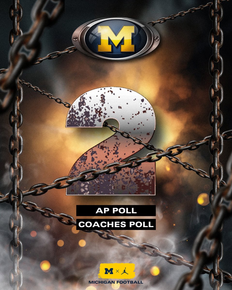 UMichFootball's tweet photo. AP Poll and Coaches Poll » 2️⃣

#GoBlue https://t.co/c5EJieB0pR